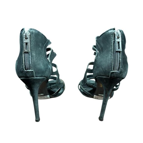 SCHUTZ Pequena Suede Black Strappy High Heels Sandals Womens US Size 7.5 - Picture 6 of 9